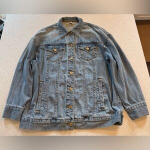 Michael Kors Oversized Boyfriend Jean Jacket in Sunwash Denim